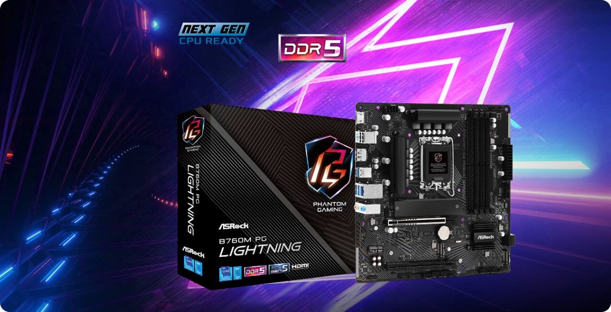 เมนบอรด ASRock Mainboard B760M PG Lightning DDR5 LGA 1700