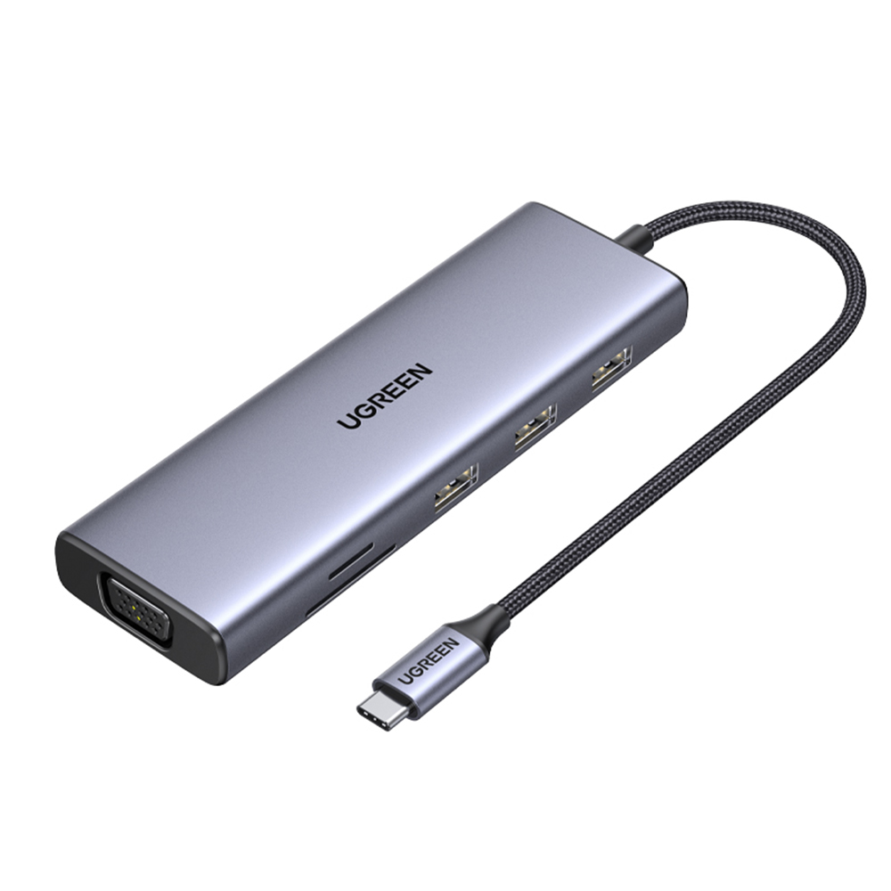 Ugreen Port Hub 9 In 1 USB C To 3xUSB A HDMI VGA TF SD Land And PD