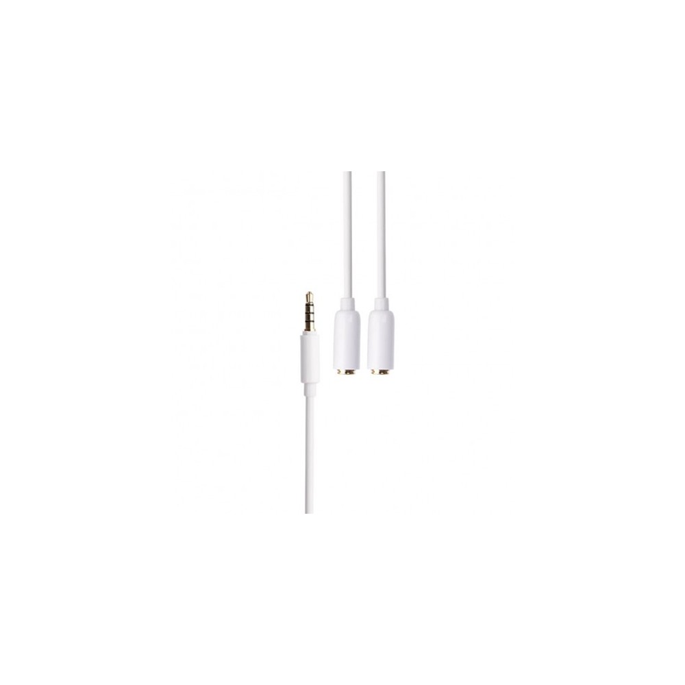 Prolink Audio 3.5mm to 2*3.5mm Sockets Cable 0.2M. White (MP155)
