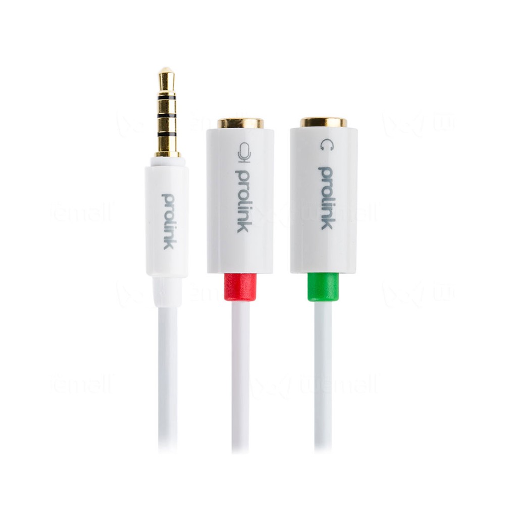 Prolink Audio 3.5mm to 2*3.5mm Sockets Cable 0.2M. White (MP156)
