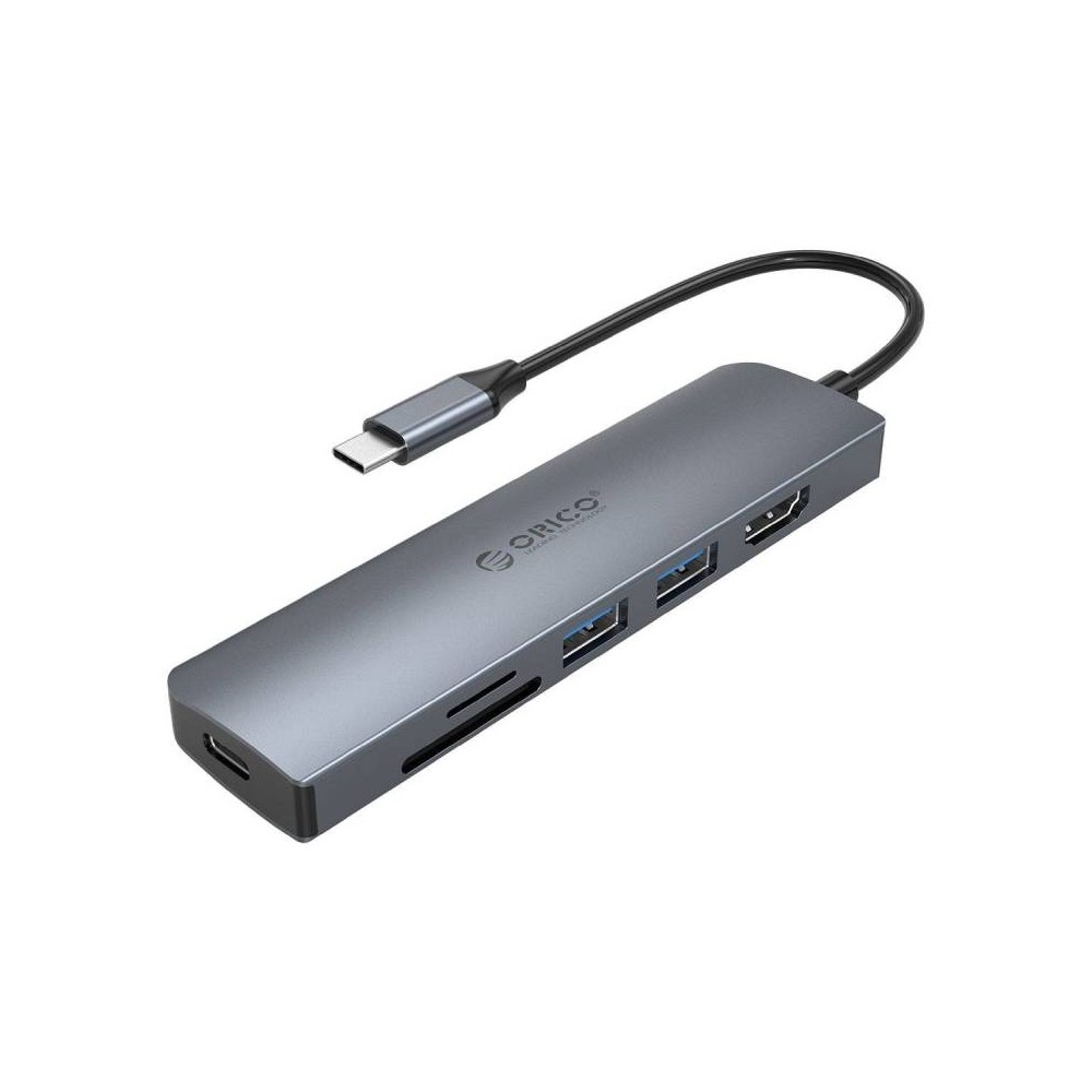 Orico Port Hub 6-in1 USB-C to HDMI + 2 USB3.0 + TF/SD + PD Gray (MC-U601P)