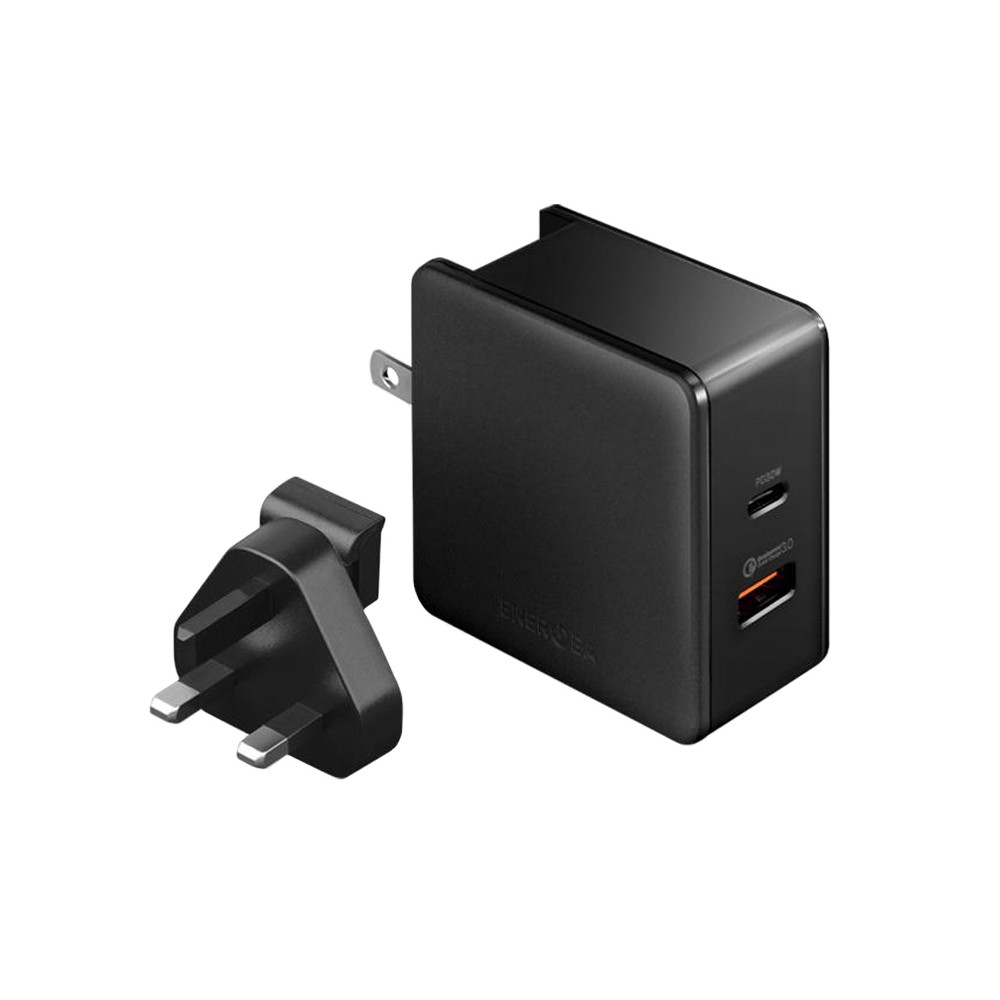 Energea Wall USB Charger 1 USB-A (QA3.0A) / 1 USB-C (PD30W) Travelite Black