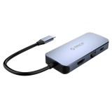 Orico Port Hub 6-in1 USB-C to HDMI + 3 USB3.0 + LAN + PD Gray (MC-U602P)