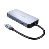 Orico Port Hub 6-in1 USB-C to HDMI + 3 USB3.0 + LAN + PD Gray (MC-U602P)