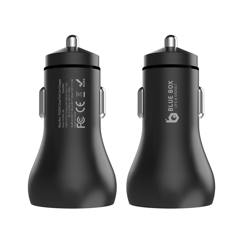 ที่ชาร์จแบตในรถ Blue Box 1 USB-A / 1 USB-C (PD20W) BB-CC02 - Black