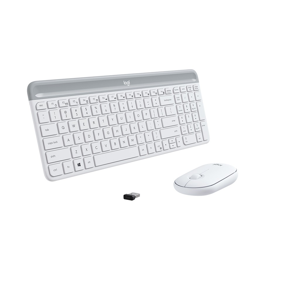 เมาส์และคีย์บอร์ดไร้สาย Logitech Wireless Mouse + Keyboard MK470 Slim Off White (TH/EN)