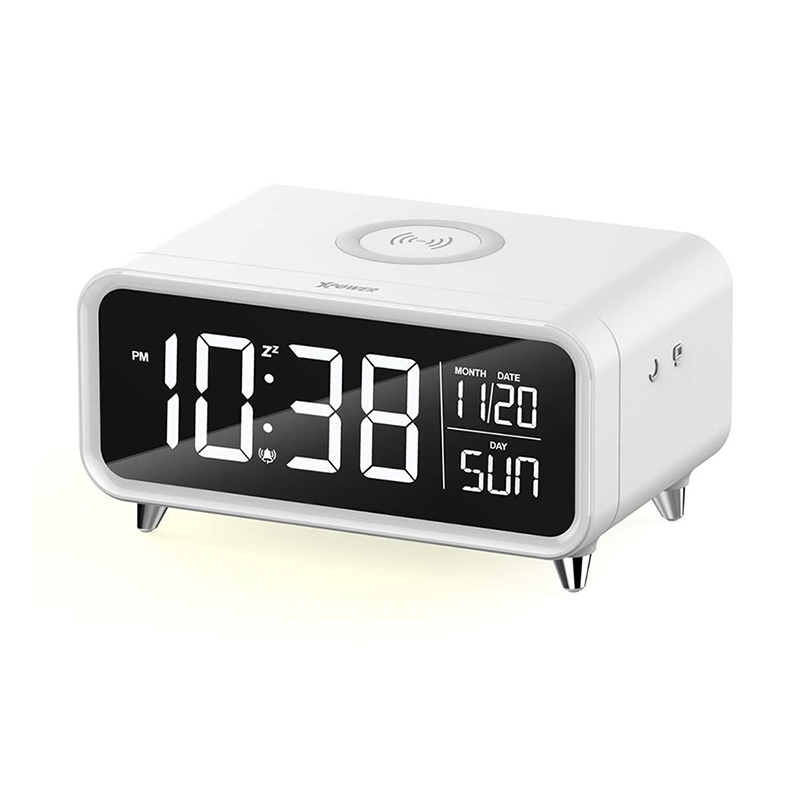 นาฬิกาดิจิตอล Rin Digital Clock Wireless Charger Plug in 4LED White