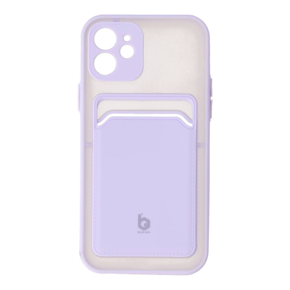 Blue Box Casing for iPhone 12/12 Pro (6.1) Clear Wallet PC+TPU Purple