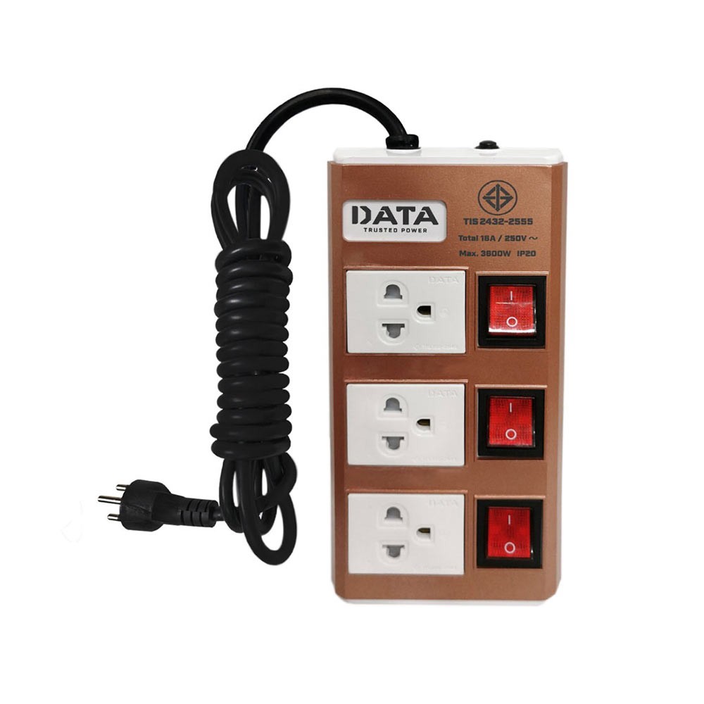 DATA Plug 3 Way 3 Switch 3M. TIS HMDU3656 M3G Copper