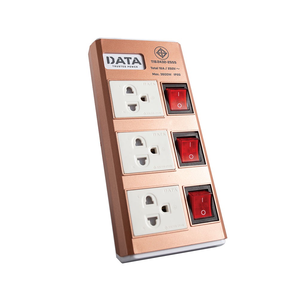 ปลั๊กไฟ DATA 3 Way 3 Switch 3M. HMDU3656 M3G Copper