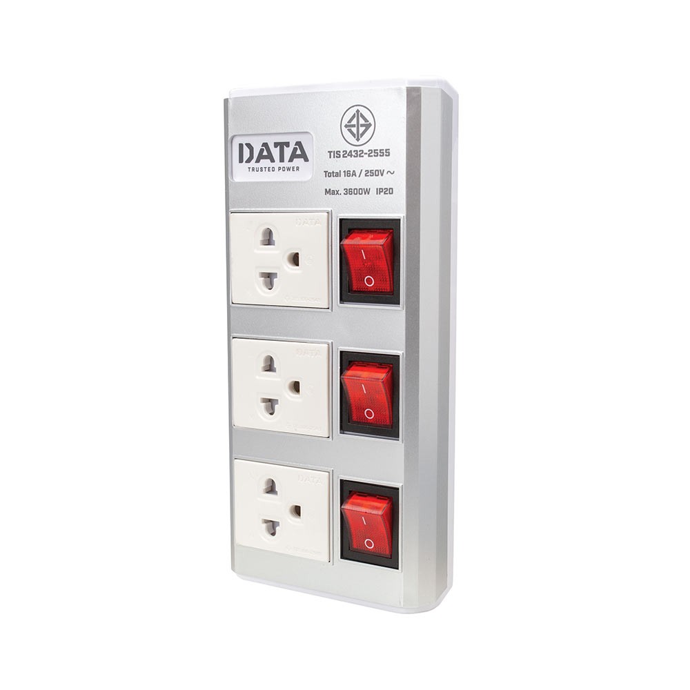 ปลั๊กไฟ DATA 3 Way 3 Switch 3M. HMDU3656 M3S Silver