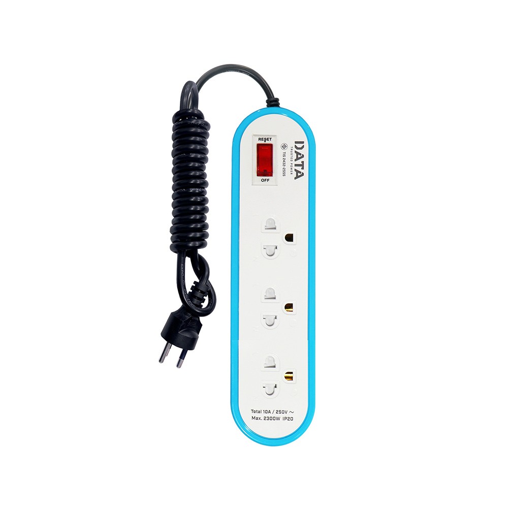 DATA Plug 3 Way 1 Switch 3M. AP3146 Blue