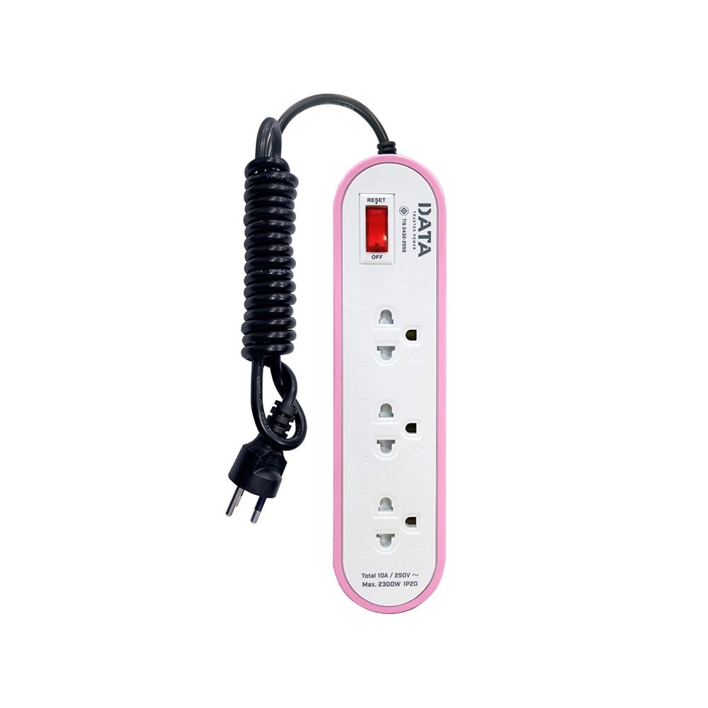 DATA Plug 3 Way 1 Switch 3M. AP3146 Pink
