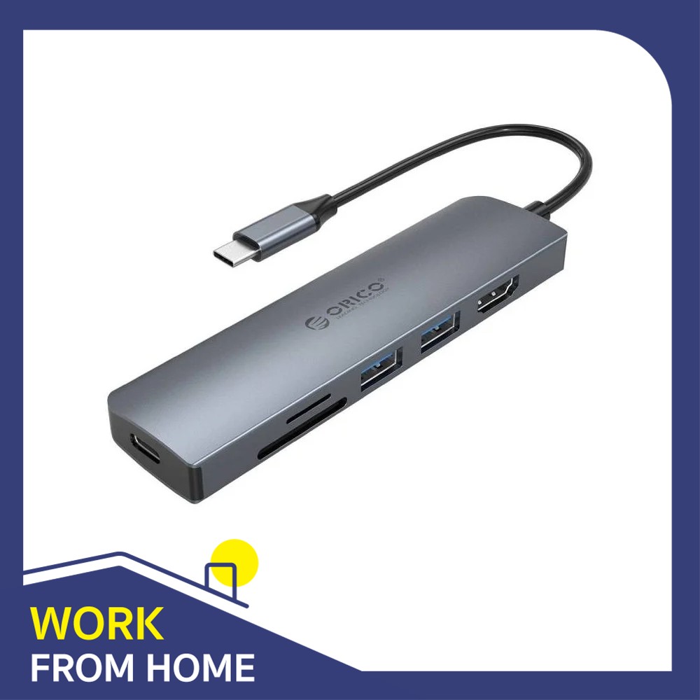 CS@ Orico 6-in1 USB-C to HDMI + 2 USB3.0 + TF/SD + PD Grey (MC-U601P)