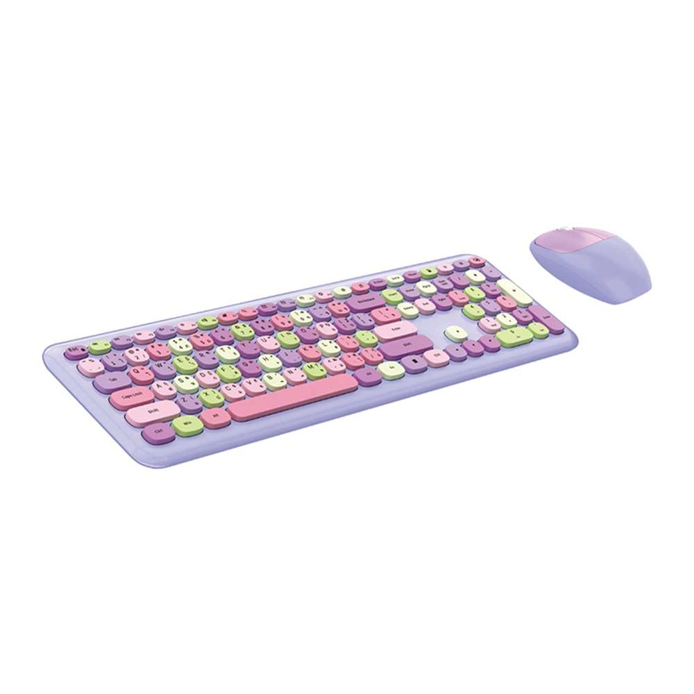 เมาส์และคีย์บอร์ดไร้สาย MOFii Wireless Mouse + Keyboard Silent Lollipop Mixed Purple (TH/EN)