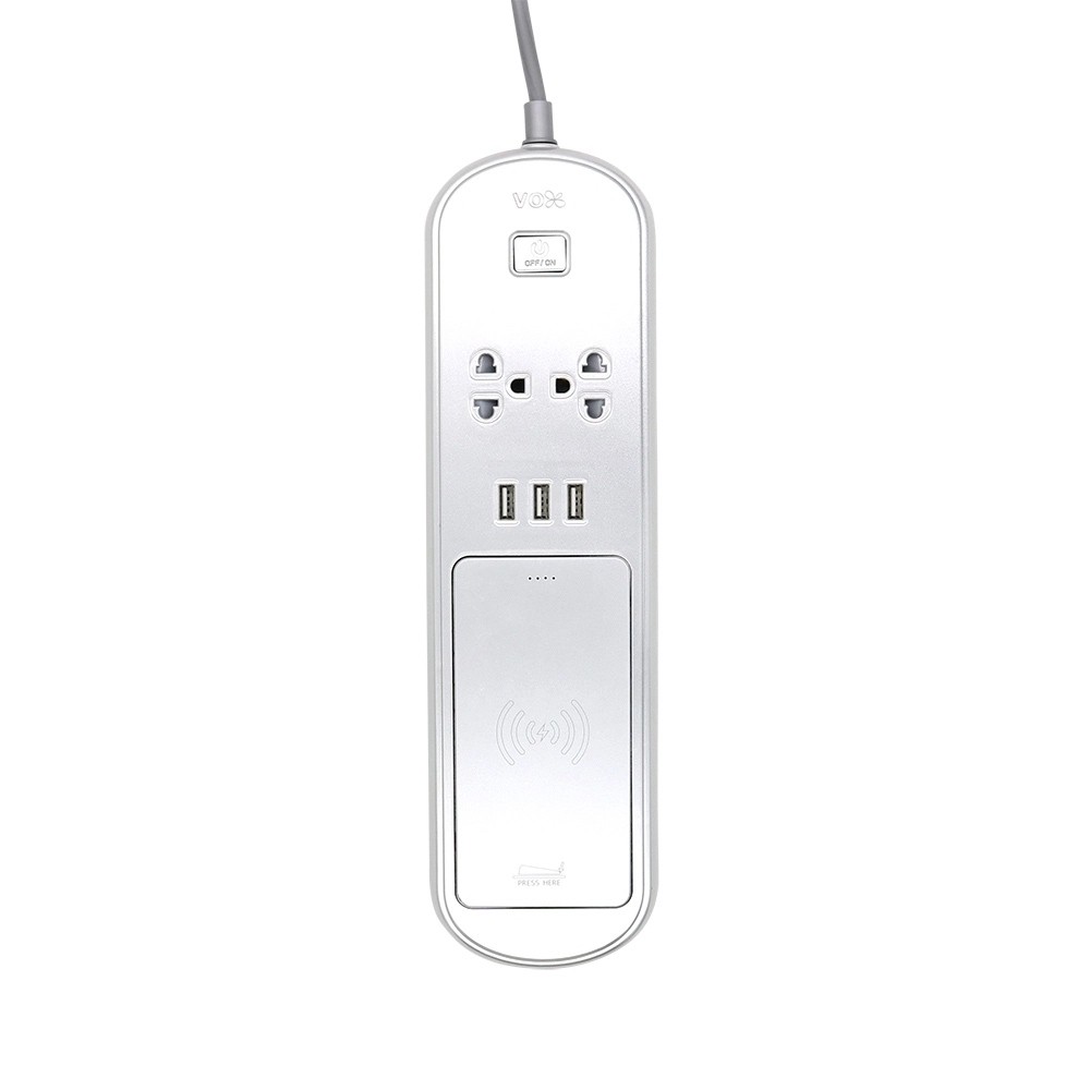 VOX Plug CITY LIFE IOT 1 Switch/ 2 Outlet / 3 USB (3.1A Max) 1 Wireless Power Bank 12,000 mAh Metallic