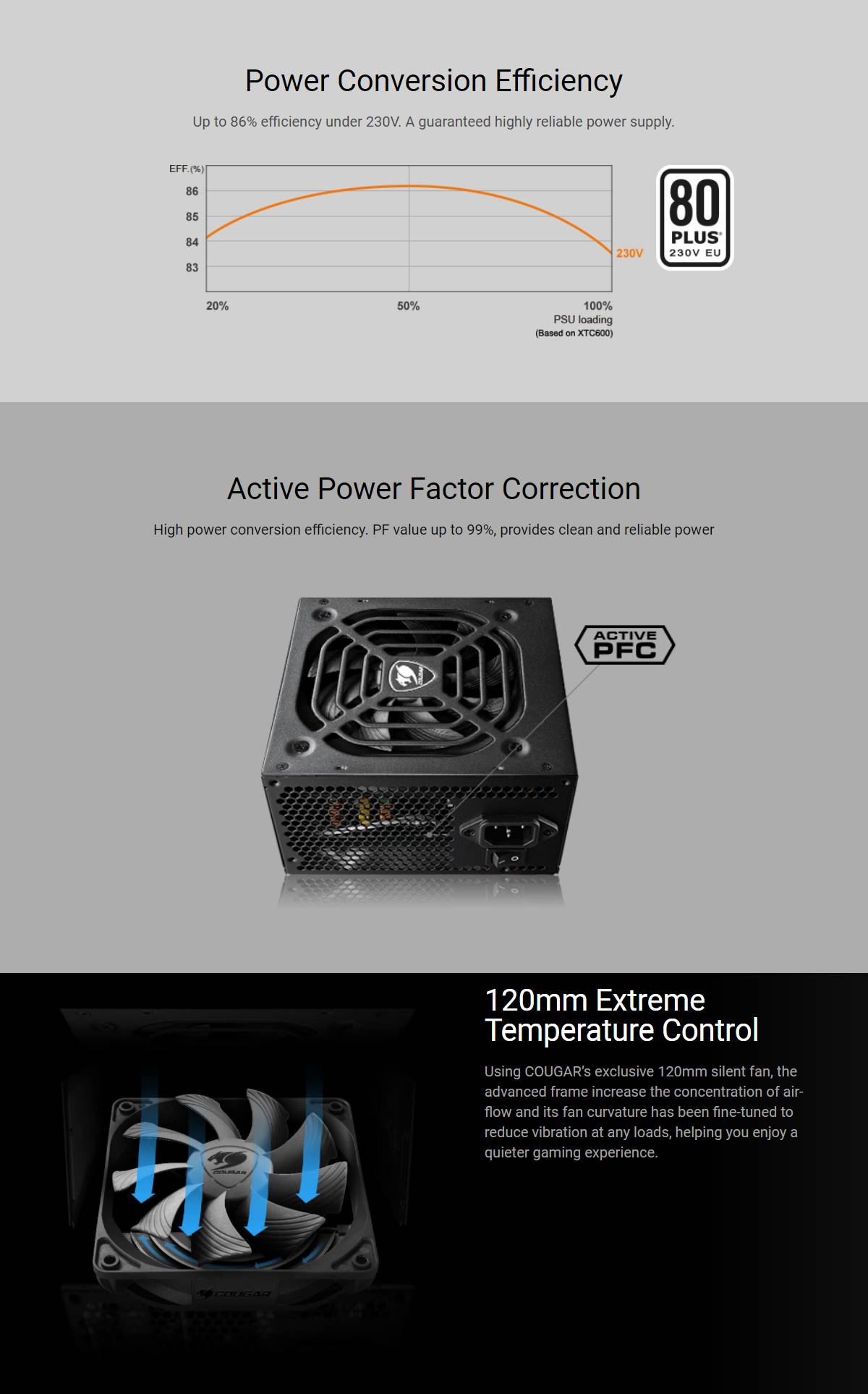 อุปกรณ์จ่ายไฟ Cougar Power Supply 750W XTC (80+)