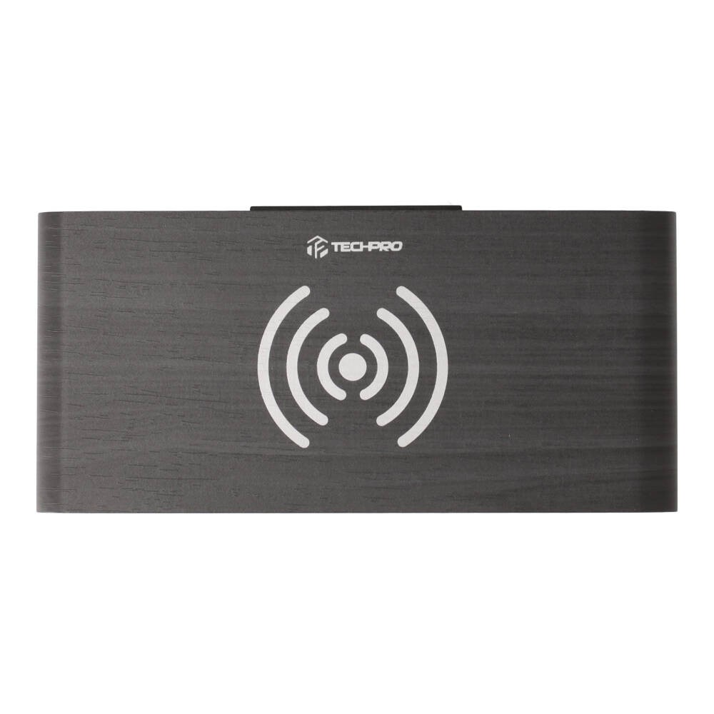 แท่นชาร์จไร้สาย TECHPRO Alam Clock with 10W Wireless Charging Black