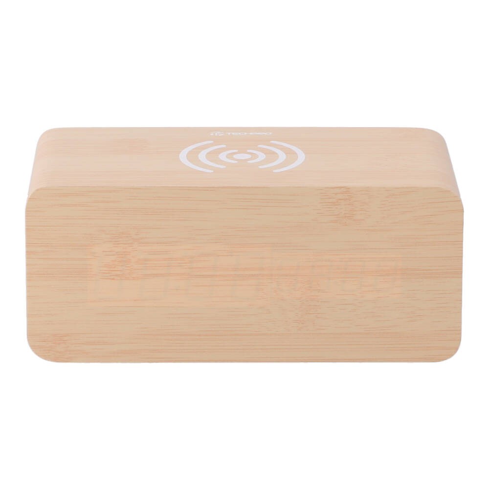 แท่นชาร์จไร้สาย TECHPRO Alam Clock with 10W Wireless Charging Brown