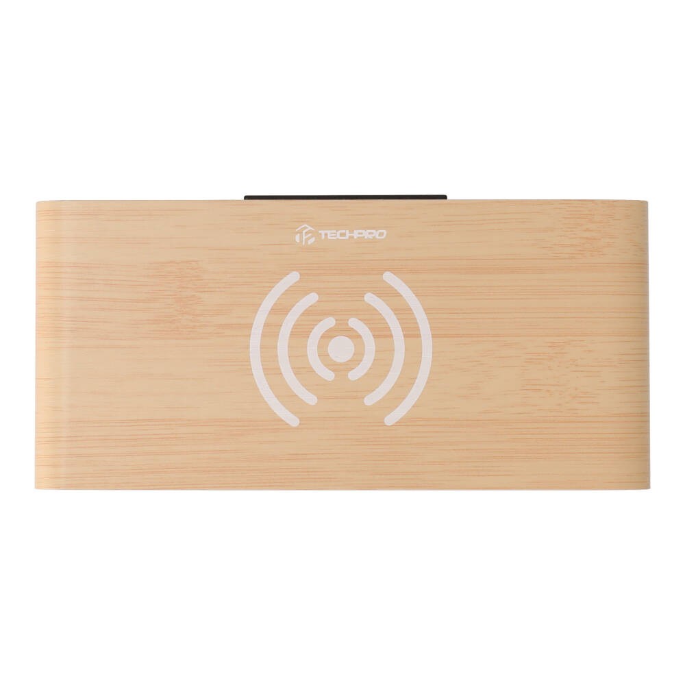 แท่นชาร์จไร้สาย TECHPRO Alam Clock with 10W Wireless Charging Brown