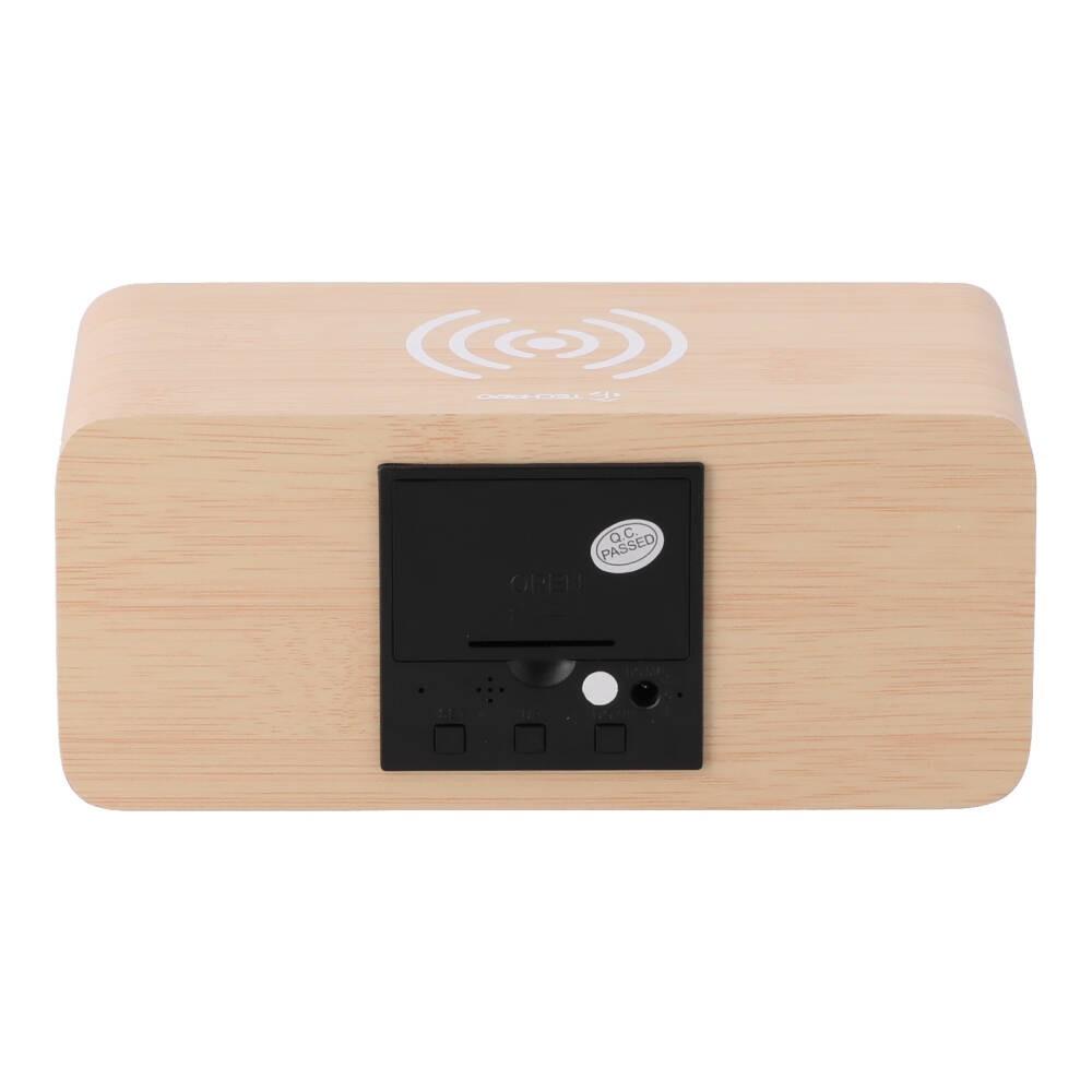 แท่นชาร์จไร้สาย TECHPRO Alam Clock with 10W Wireless Charging Brown