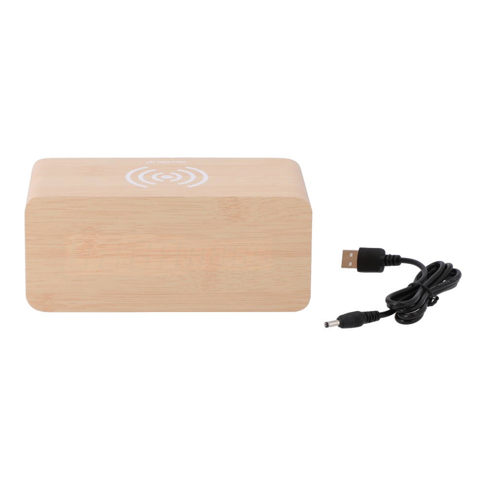 แท่นชาร์จไร้สาย TECHPRO Alam Clock with 10W Wireless Charging Brown