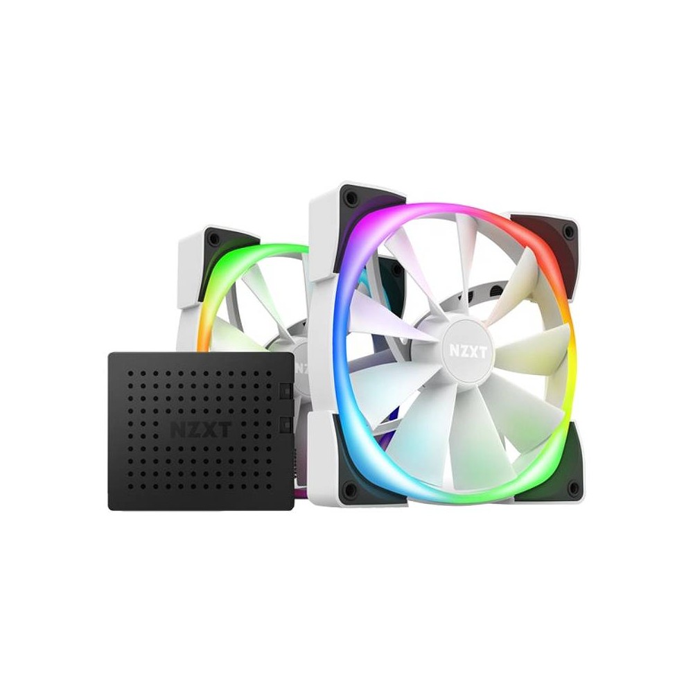 พัดลมคอม NZXT FAN AER RGB2 Starter PACK TWIN 140mm. White