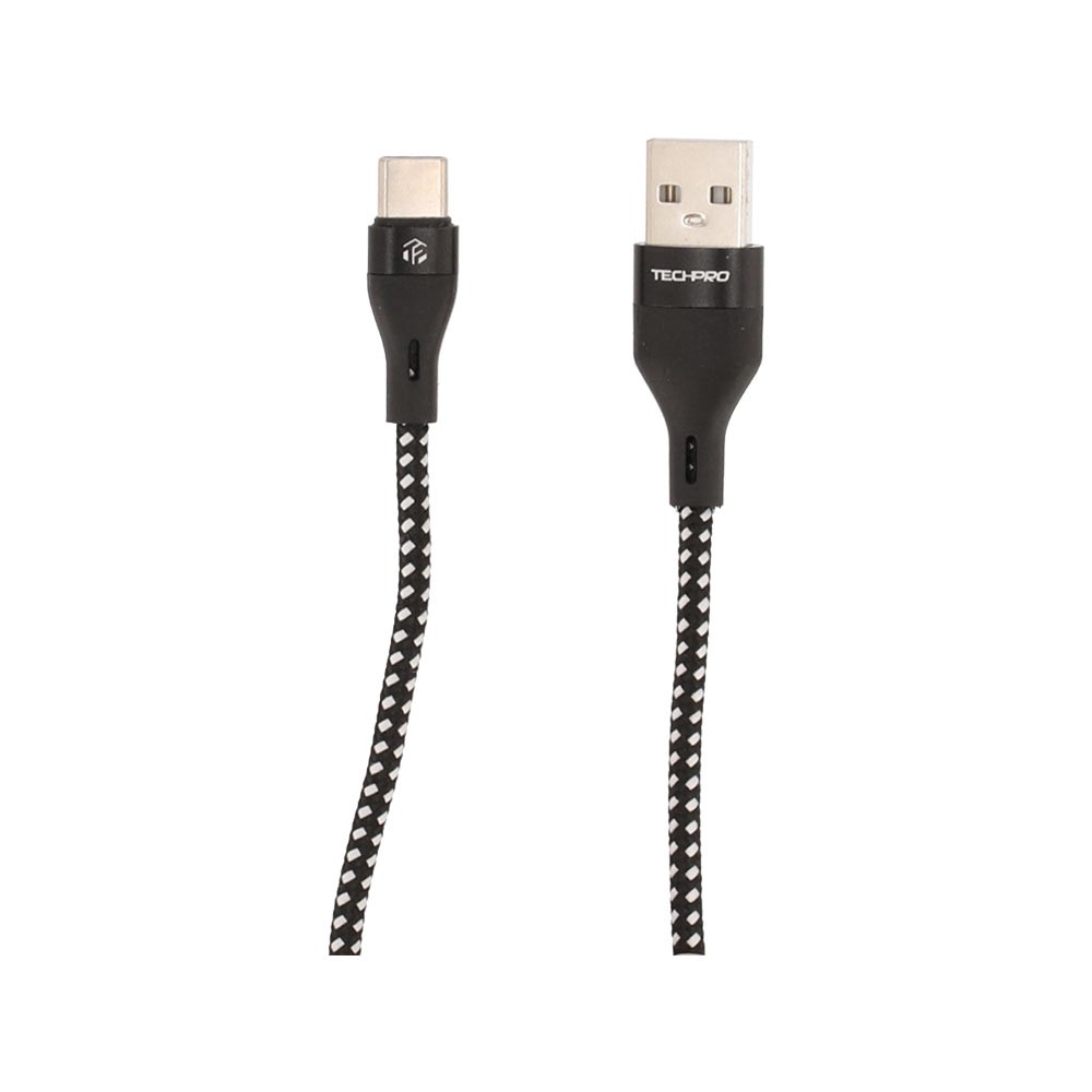 สายชาร์จ TECHPRO USB-A to USB-C 1 เมตร Black/White