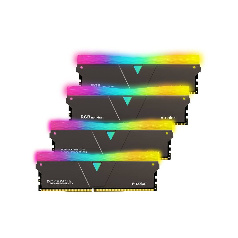 แรมพีซี v-color DDR4 16GB/3600MHz.CL18 (8GB x2 + Dummy x2) Prism Pro RGB (Jet Black)