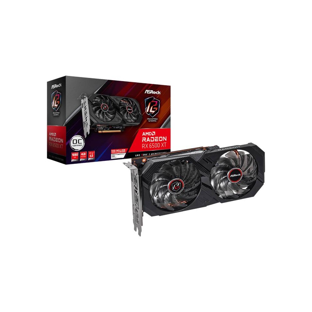 การ์ดจอ ASRock RX 6500 XT Phantom Gaming D OC 4GB GDDR6 64-bit