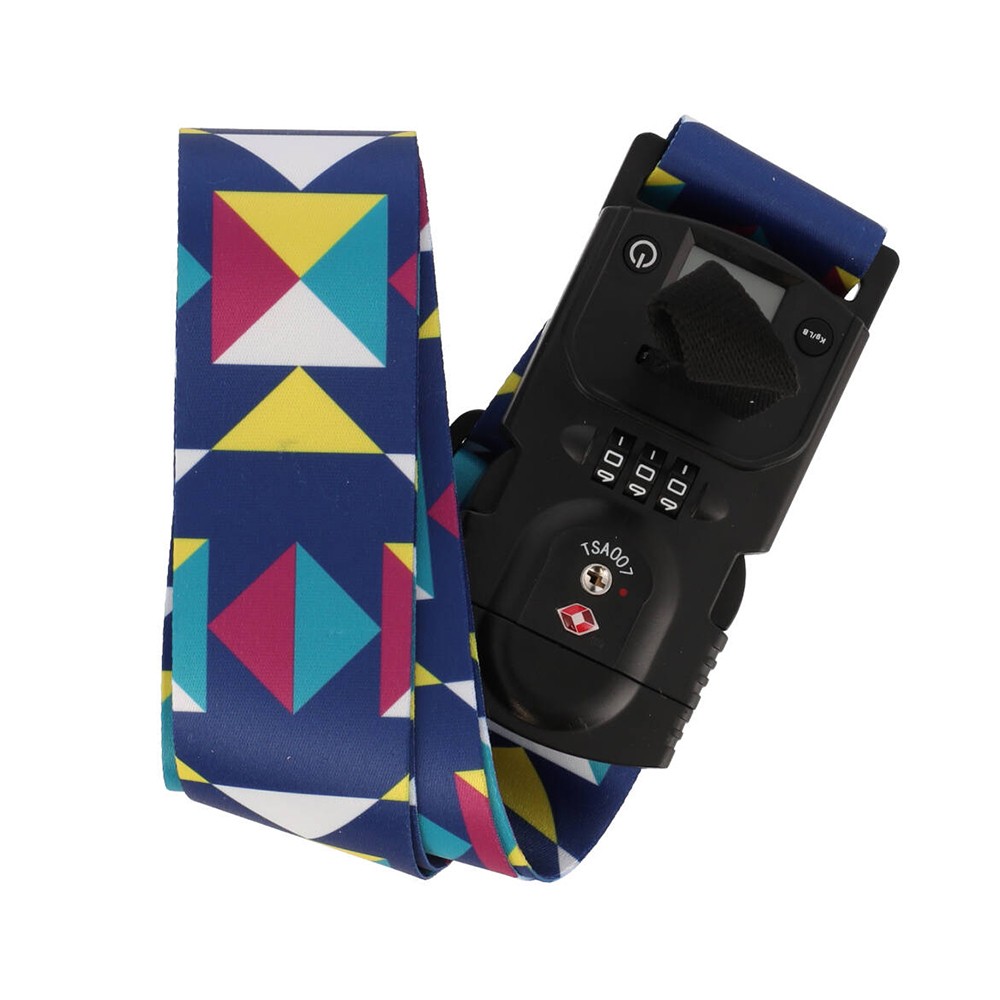 สายรัดกระเป๋าเดินทาง TECHPRO Luggage Suitcase Straps TSA Lock with Weighing Function - Blue pattern