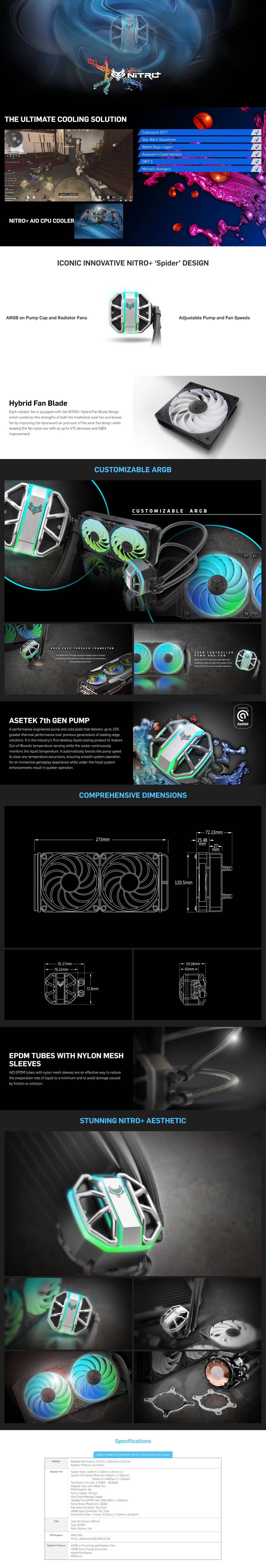 ชุดระบายความร้อนซีพียู Sapphire CPU Liquid Cooler AIO Nitro+ S240