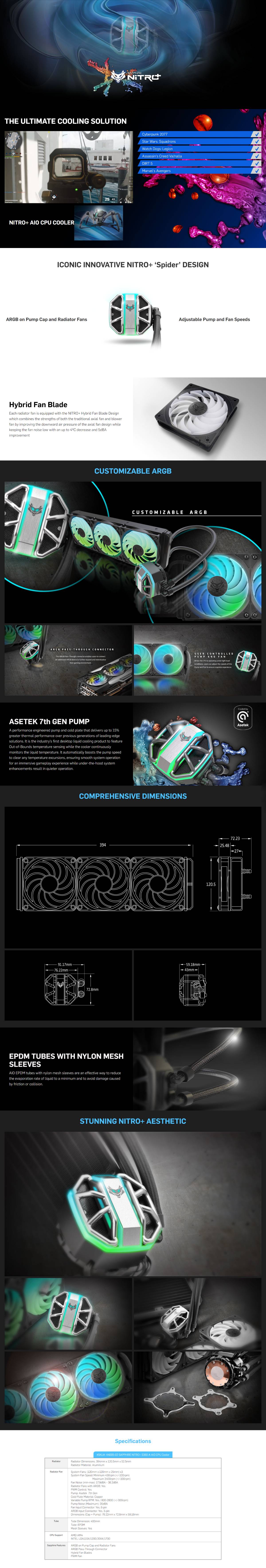 ชุดระบายความร้อนซีพียู Sapphire CPU Liquid Cooler AIO Nitro+ S360