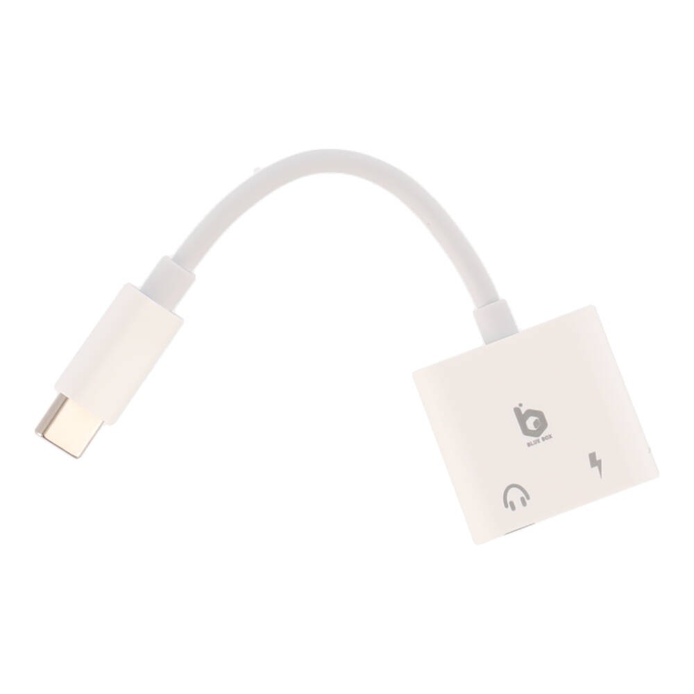 สายแปลงหูฟัง Blue Box USB-C to 3.5mm Audio + USB-C Fast Charge Adapter- White