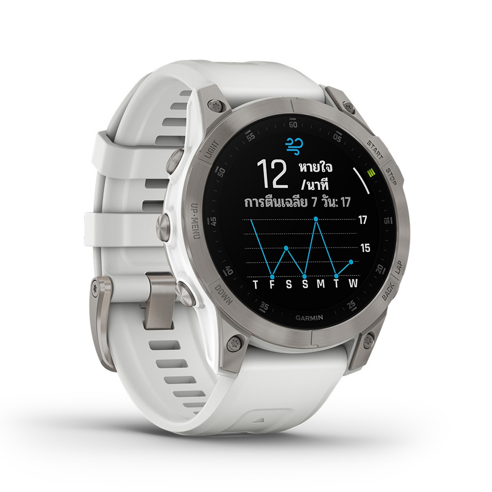 สมาร์ทวอทช์ Garmin Epix Sapphire White Titanium with Silicone Band
