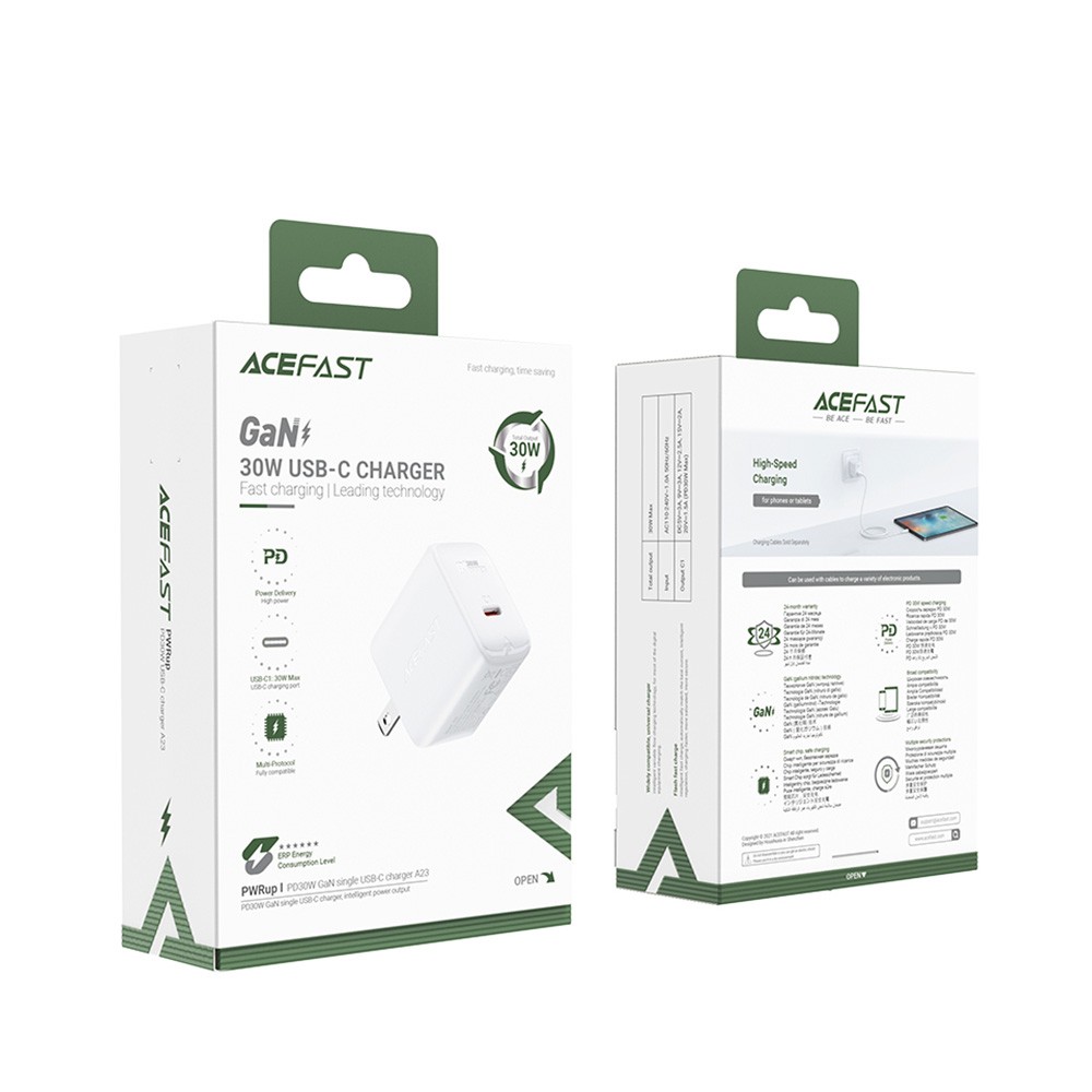 ACEFAST Wall USB Charger 1 USB-C GaN (PD30W) (US) White