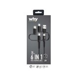 WHY 6-in-1 Multifunctional Fast Charge Cable 1M. Black (UC-124E)