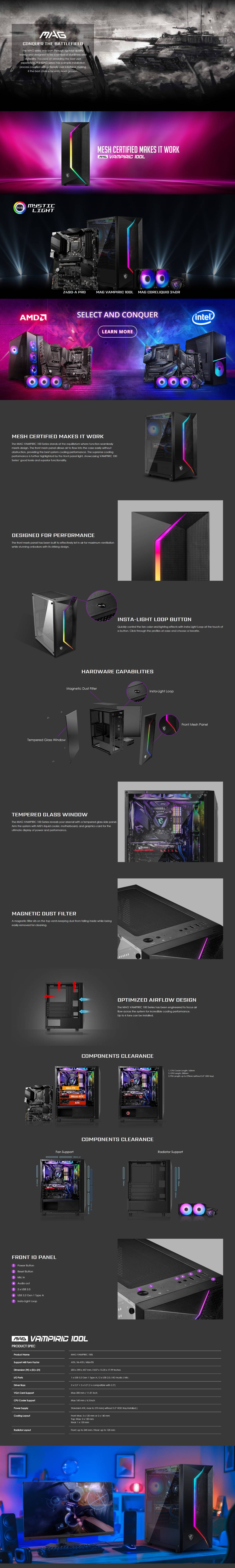 Vampiric Computer เคสคอมพิวเตอร์ MSI Computer Case MAG VAMPIRIC 100L