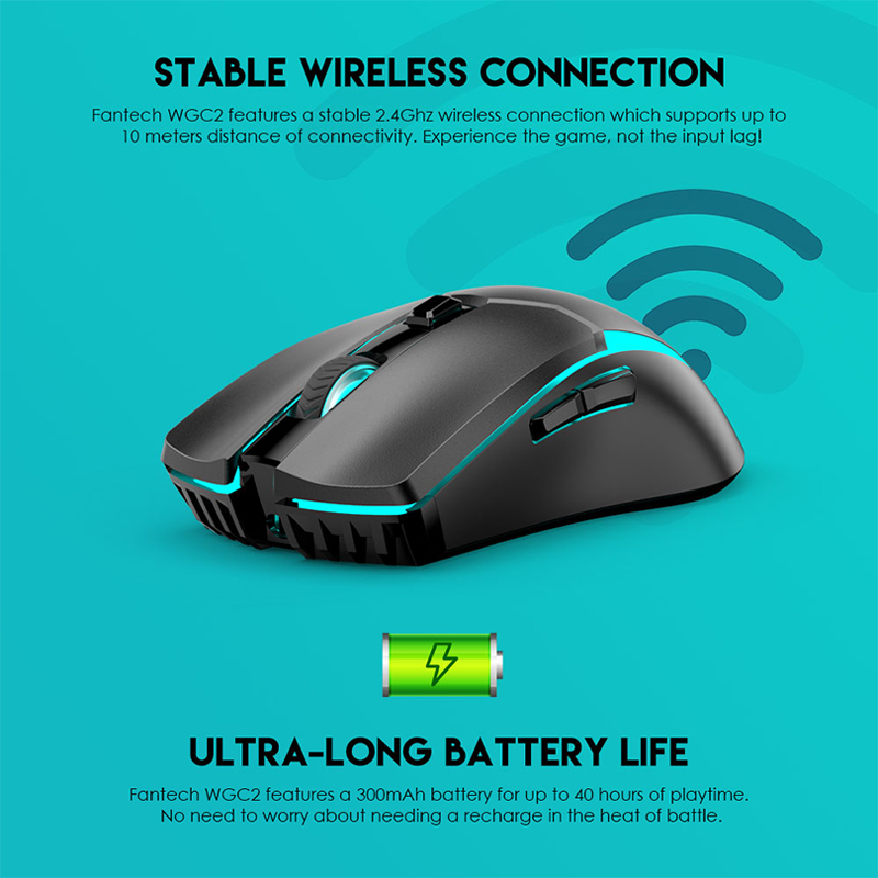 FANTECH WGC2 Wireless mouse Charging design RGB And 2400DPI