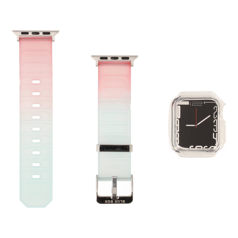 Blue Box Ice Watch Strap with Bumper Case for Apple Watch 38/40 Matted Rainbow