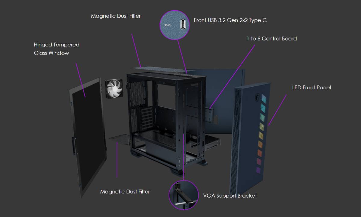 Vampiric Computer เคสคอมพิวเตอร์ MSI Computer Case MAG VAMPIRIC 300R PACIFIC BLUE