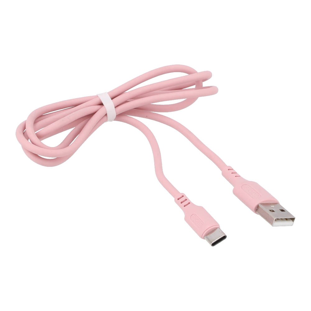 QPLUS USBA to USBC Cable 2.4A Candy 1M. Pink