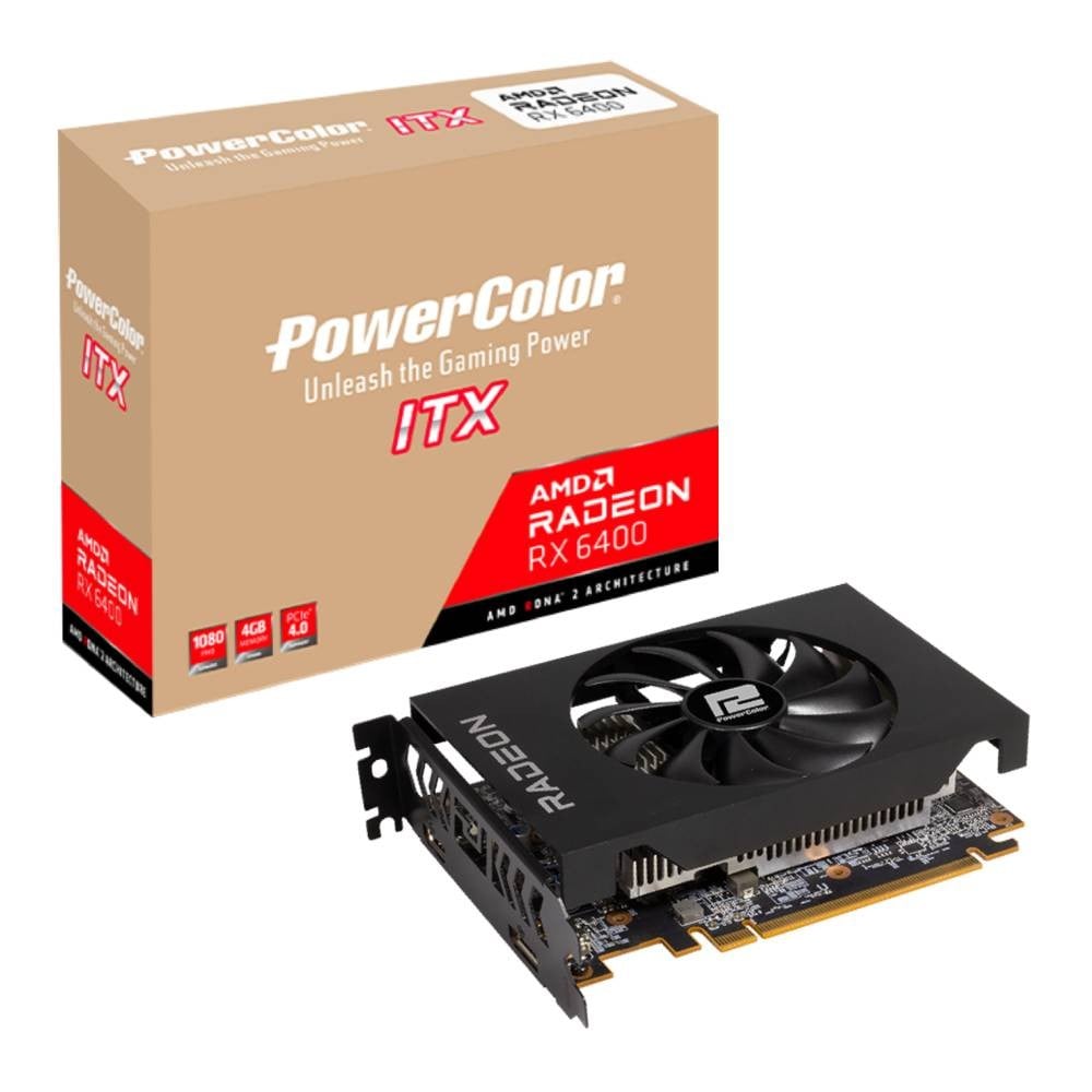 กราฟฟิคการ์ด Power Color VGA AMD Radeon RX 6400 ITX 4GB GDDR6 64-bit