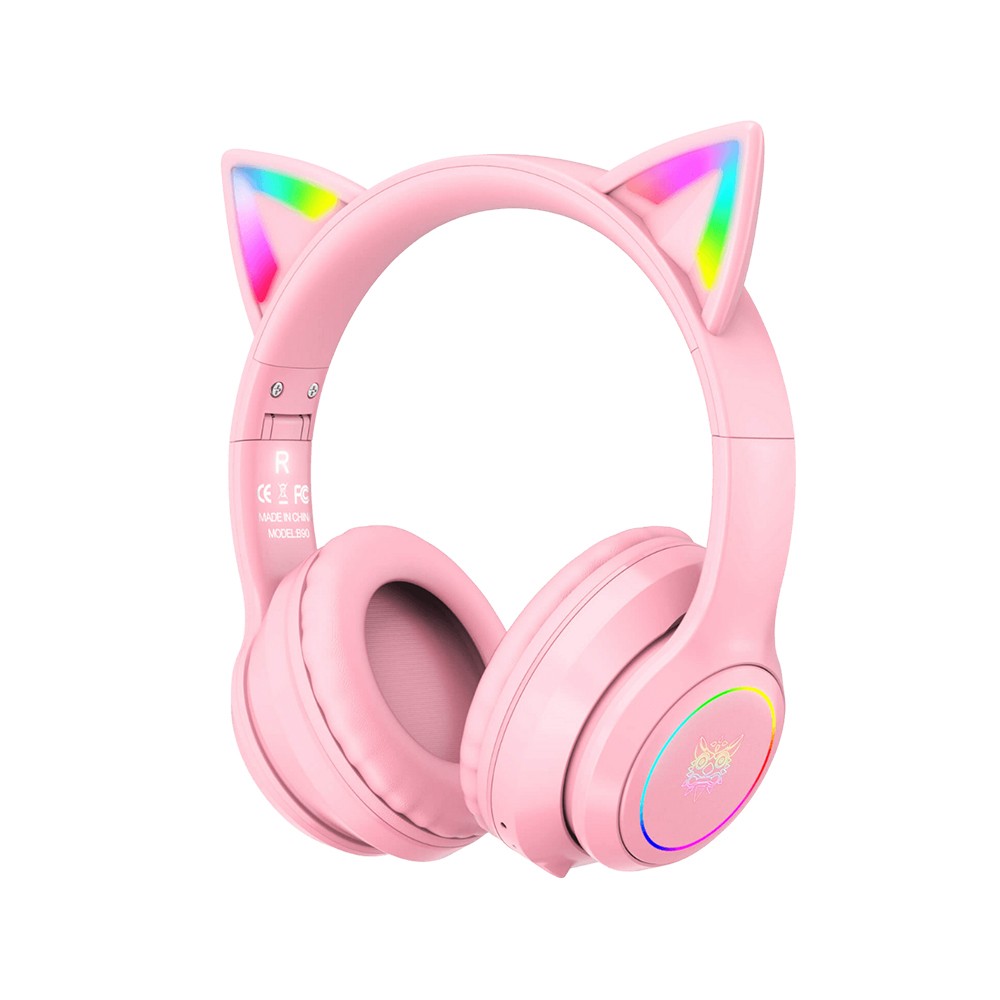 หูฟังเกมมิ่ง Onikuma Gaming Headset B90 RGB Cat Ear Bluetooth 5.0 Pink