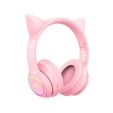 หูฟังเกมมิ่ง Onikuma Gaming Headset B90 RGB Cat Ear Bluetooth 5.0 Pink