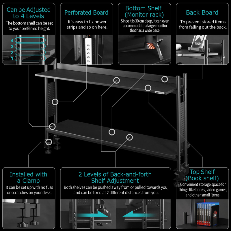 โต๊ะเกมมิ่ง Bauhutte Desk Rack 2 BHS-1000HN-BK | Studio7 online