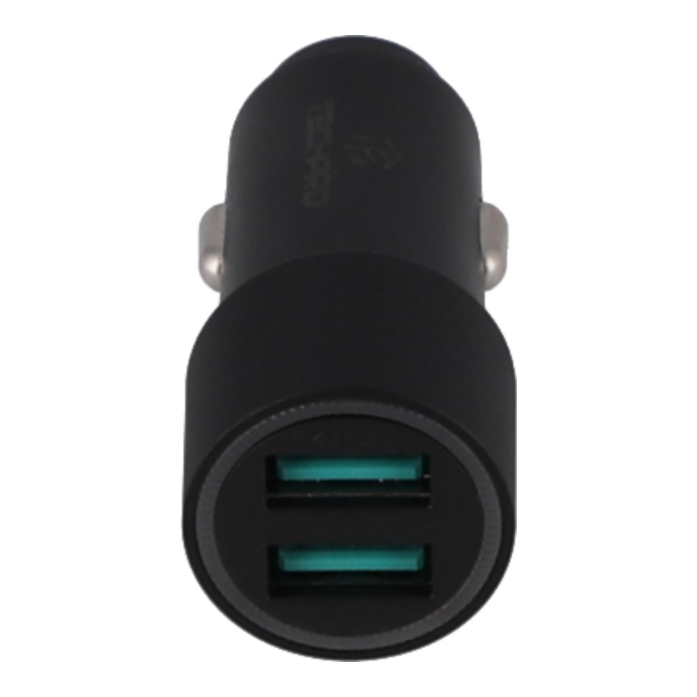 ที่ชาร์จแบตในรถ TECHPRO 4.8A Dual-port 2 USB-A Colorful LED Light - Black