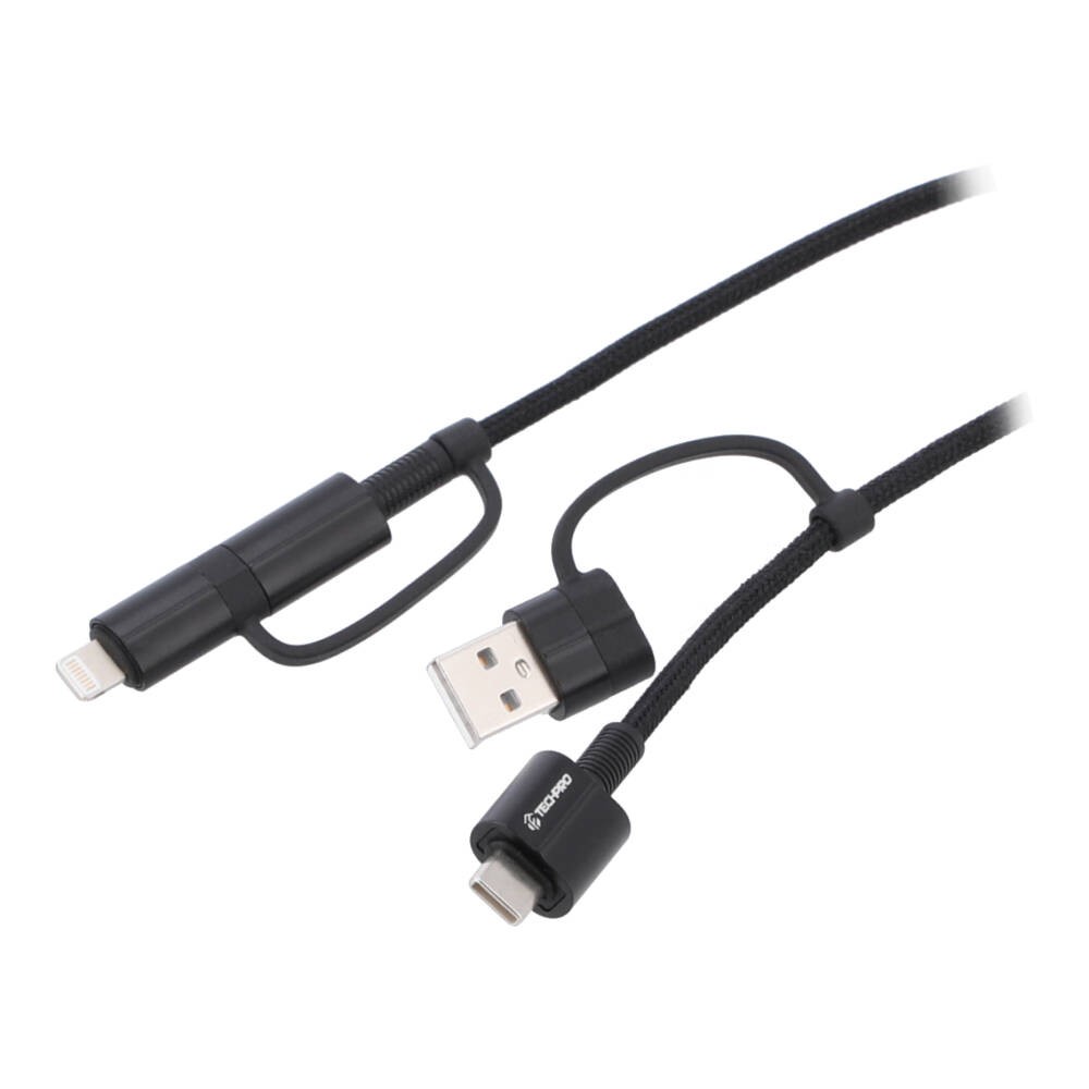 TECHPRO 4in1 multifunction Data Cable 1.2M - Black