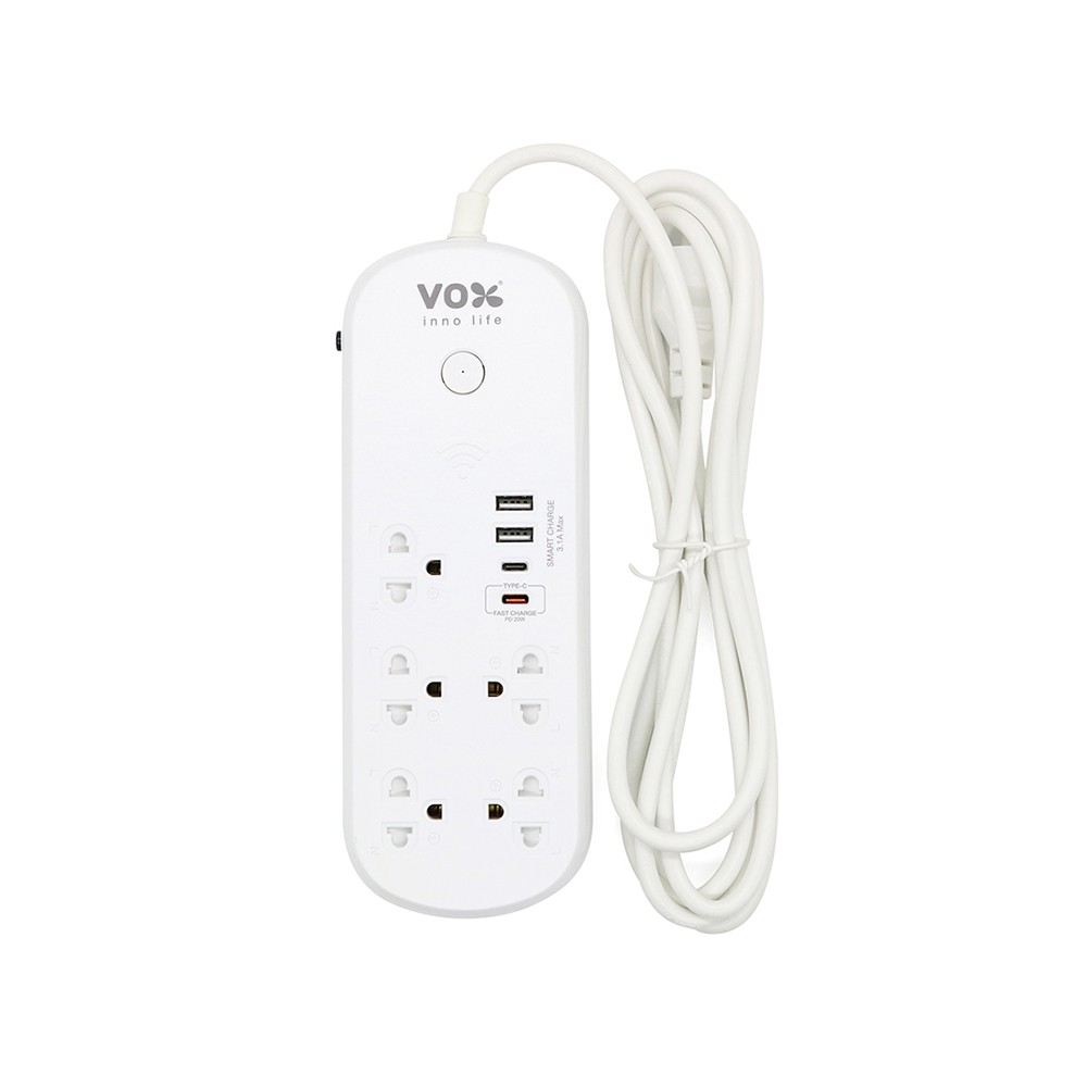 ปลั๊กไฟ VOX Nova iOT 1 Switch 5 Outlet 2 USB 1 Type-C 1 PD20W Fast Charge 3M.