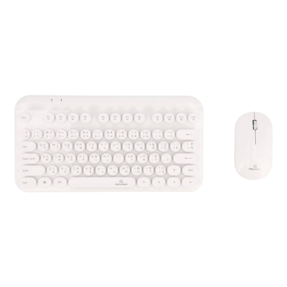 เมาส์และคีย์บอร์ด TECHPRO Wireless Dot Keyboard + Mouse Set (TH/EN) - White